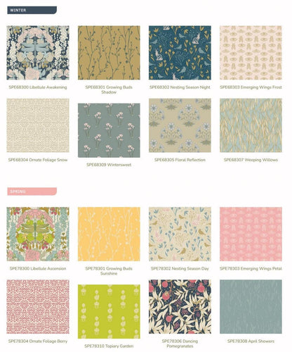 AGF Fabric | Libellule in Awakening | AGF Spring Equinox | Sold by the Half Yard | Nesting Season | Katie O’Shea