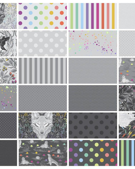Just Bearly - Carbon - Tula Pink True Colors Graywork, Free Spirit Fabrics, Sold by the Half Yard
