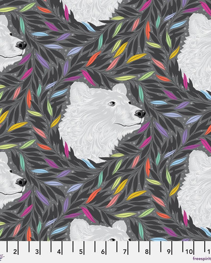 Just Bearly - Carbon - Tula Pink True Colors Graywork, Free Spirit Fabrics, Sold by the Half Yard