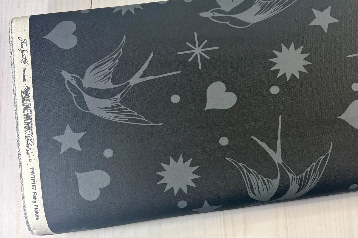 Tula Pink Linework - Fairy Flakes - Ink - PWTP157.INK - Sold by the Half Yard