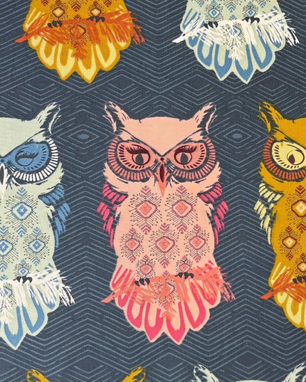 AGF Fabric | Art Gallery Bird of Night Slate | Sova Nightlight | Sold by the Half Yard