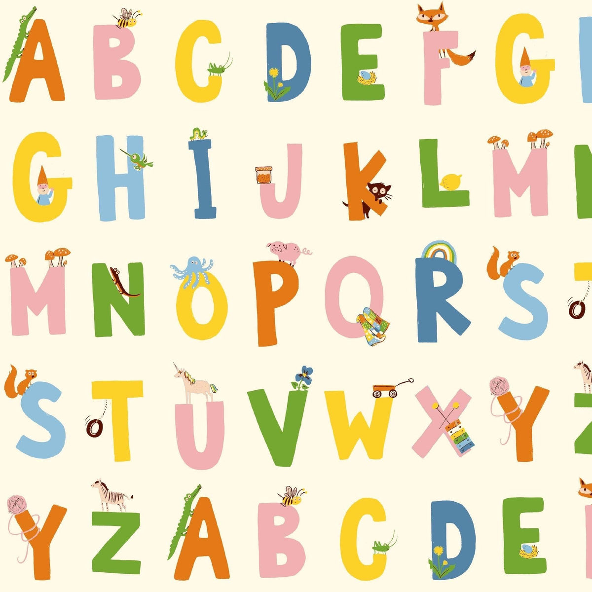 In Stock! Windham Fabrics - Heather Ross - Heather Ross Favorites - Alphabet in Cream - Sold by Half Yard