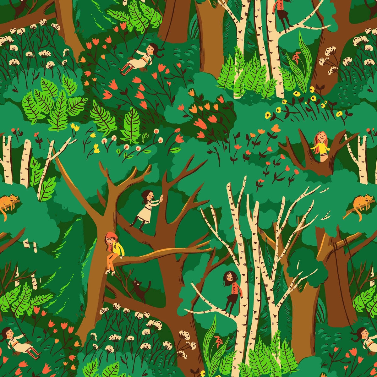 In Stock! Windham Fabrics - Heather Ross - Heather Ross Favorites - Climbing Trees in Jade - Sold by Half Yard