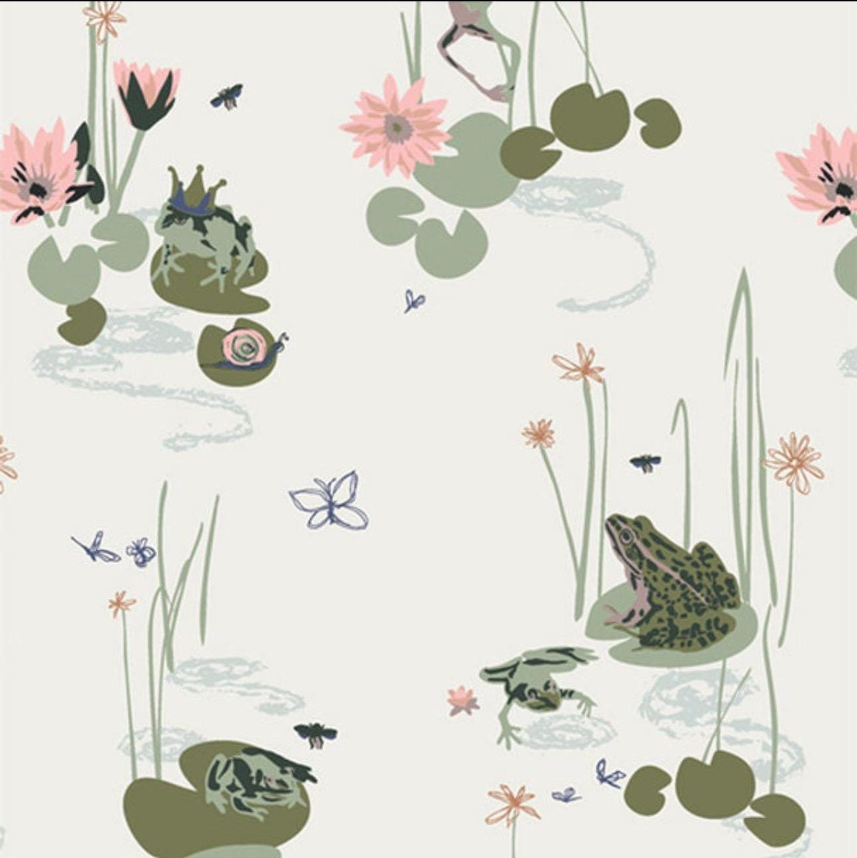 AGF Fabric | Frog Fabric | Frog Pond Lillypad cotton fabric | Bog Party Lilliput | Art Gallery Fabrics | Sold by the Half Yard