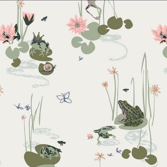 AGF Fabric | Frog Fabric | Frog Pond Lillypad cotton fabric | Bog Party Lilliput | Art Gallery Fabrics | Sold by the Half Yard