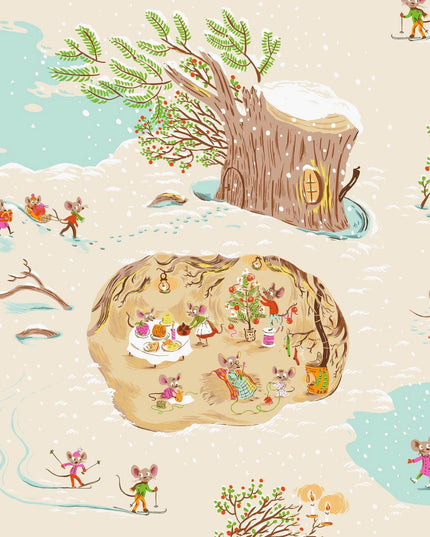 PRE-ORDER June 2026 || Windham Fabrics - Heather Ross - Heather Ross Favorites - Christmas Mice in Cream - Sold by Half Yard