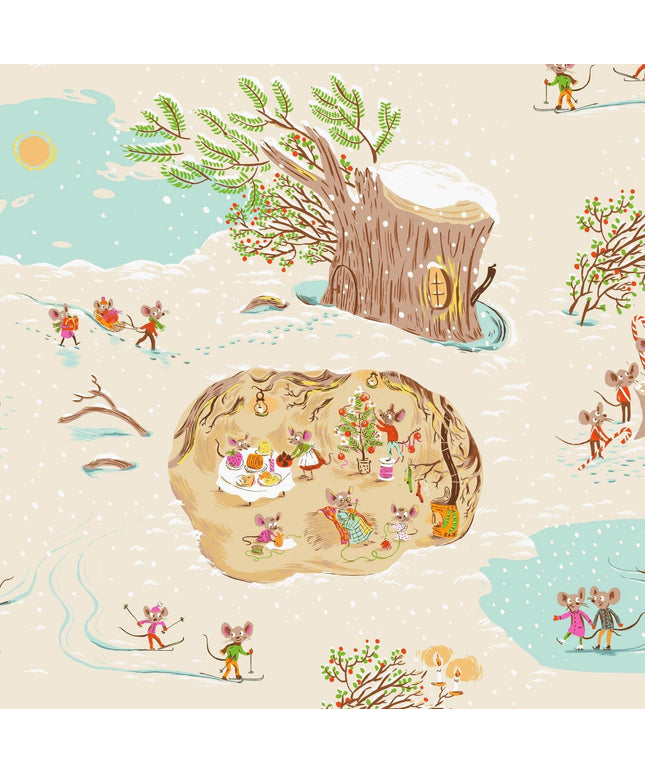 PRE-ORDER June 2026 || Windham Fabrics - Heather Ross - Heather Ross Favorites - Christmas Mice in Cream - Sold by Half Yard