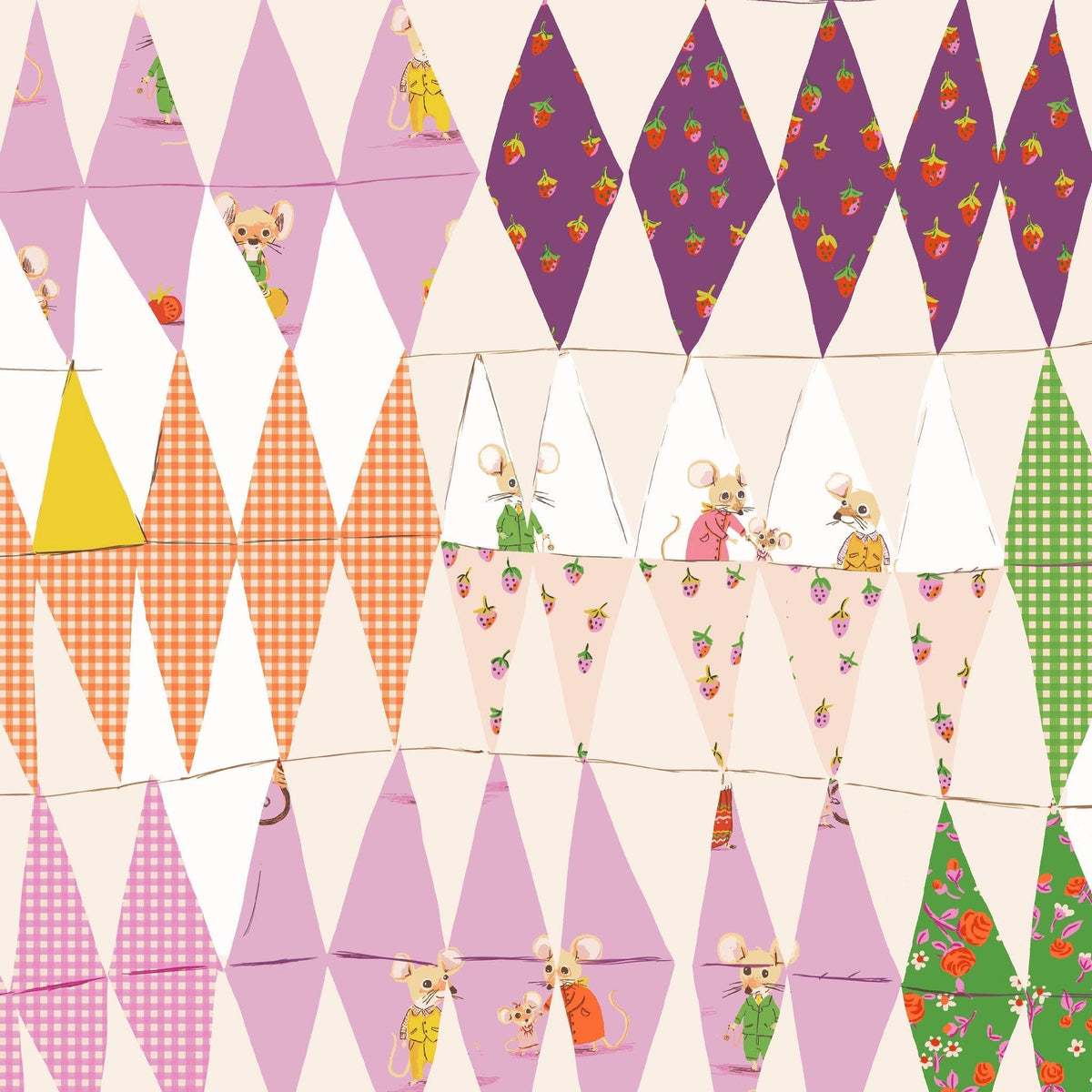 In Stock! Windham Fabrics - Heather Ross - Heather Ross Favorites - Trixie Collage in Blush - Sold by Half Yard