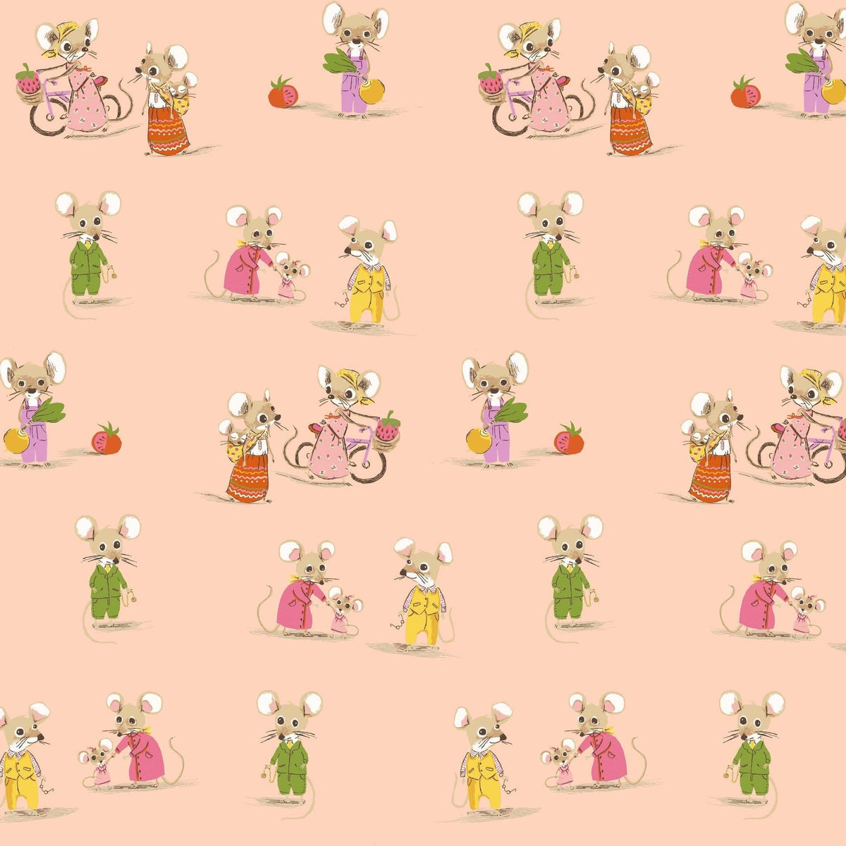 In Stock! Windham Fabrics - Heather Ross - Heather Ross Favorites - Country Mouse / City Mouse in Blush - Sold by Half Yard