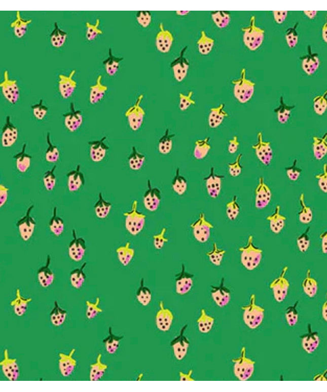 PRE-ORDER - JUNE 2026 || Windham Fabrics - Heather Ross - Heather Ross Favorites - Field Strawberries Jade - Sold by Half Yard