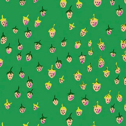 In Stock! Windham Fabrics - Heather Ross - Heather Ross Favorites - Field Strawberries Jade - Sold by Half Yard