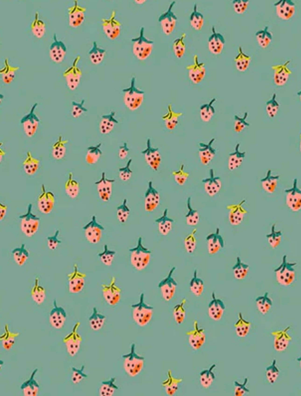 In Stock! JUNE 2026 || Windham Fabrics - Heather Ross - Heather Ross Favorites - Field Strawberries Teal - Sold by Half Yard