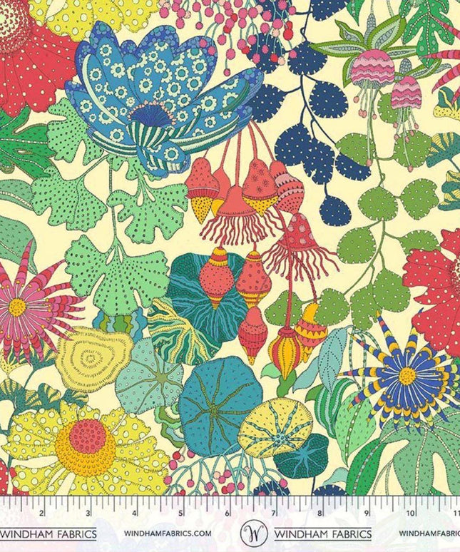 PRE-ORDER - APRIL 2026 | Windham Fabrics - Sally Kelly - Sally Kelly Sunsine - Peony Park - Cream - Sold by Half Yard