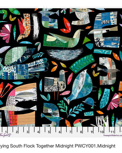 Flying South Flock Together by Clare Youngs | Free Spirit Fabric | Quilting Cotton | Sold by the Half Yard