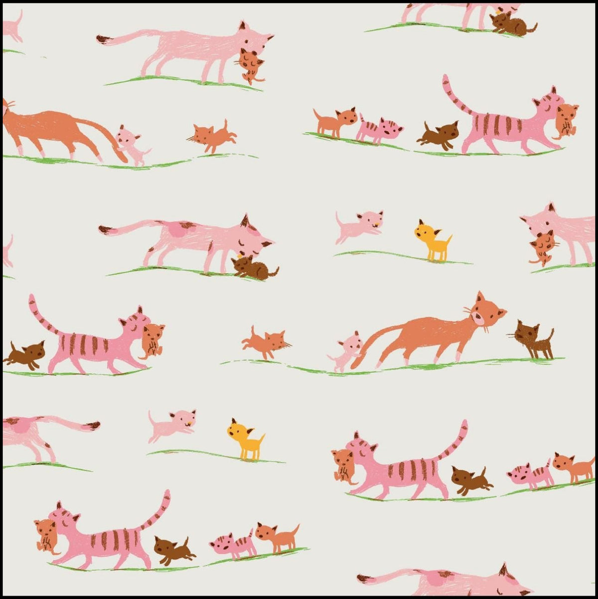 In Stock! Windham Fabrics - Heather Ross - Heather Ross Favorites - Marching Cats - Sold by Half Yard