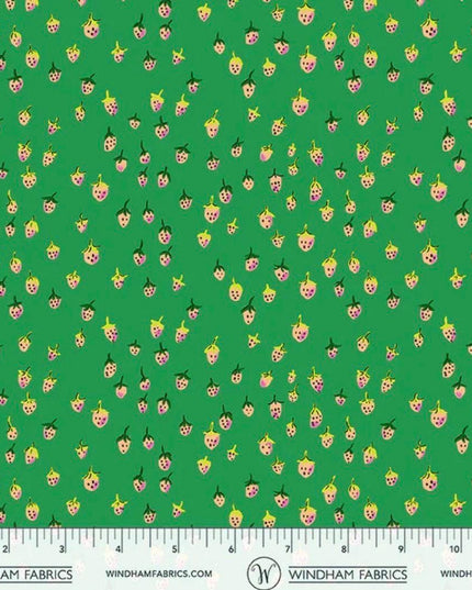 PRE-ORDER - JUNE 2026 || Windham Fabrics - Heather Ross - Heather Ross Favorites - Field Strawberries Jade - Sold by Half Yard