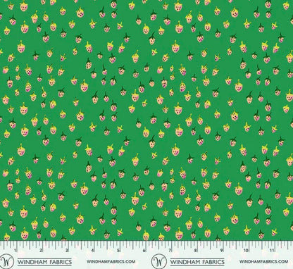 In Stock! Windham Fabrics - Heather Ross - Heather Ross Favorites - Field Strawberries Jade - Sold by Half Yard