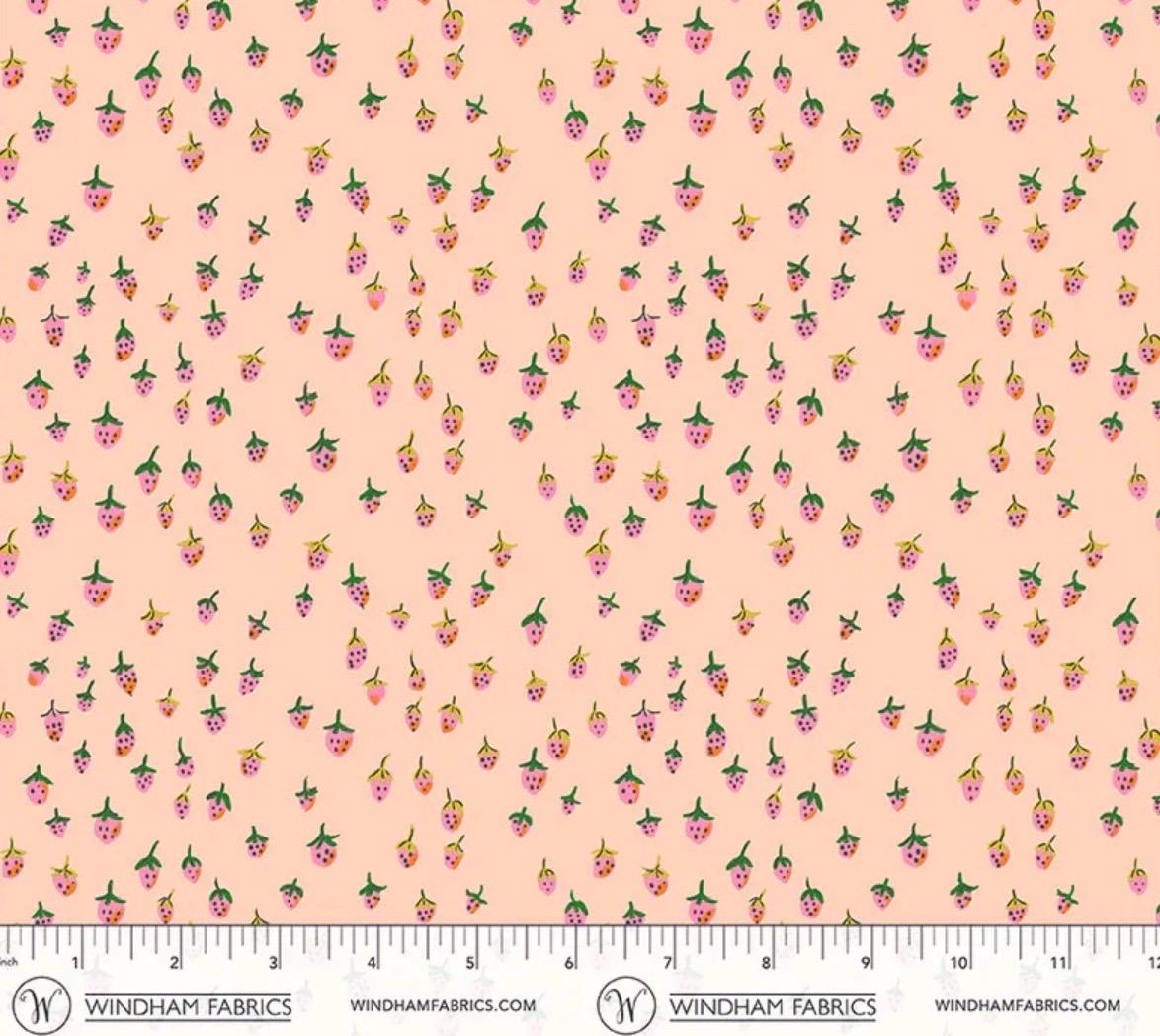 In Stock! Windham Fabrics - Heather Ross - Heather Ross Favorites - Field Strawberries Blush - Sold by Half Yard