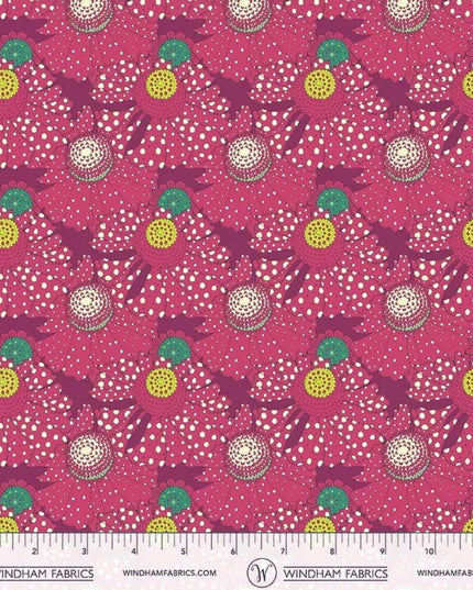 PRE-ORDER Sally Kelly | APRIL 2026 | Sunshine Polka Flower Plum | Sold by Half Yard