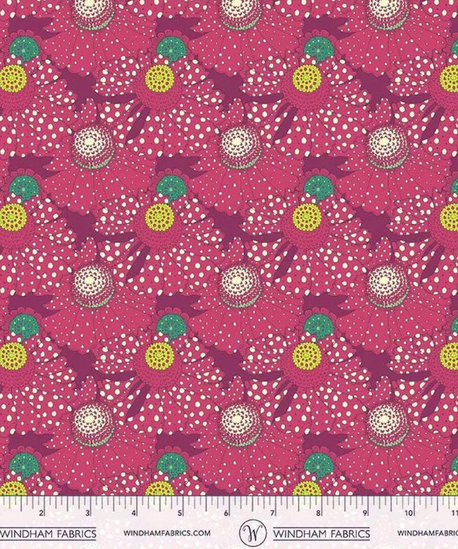 PRE-ORDER Sally Kelly | APRIL 2026 | Sunshine Polka Flower Plum | Sold by Half Yard
