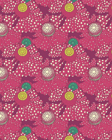 PRE-ORDER Sally Kelly | APRIL 2026 | Sunshine Polka Flower Plum | Sold by Half Yard