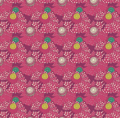 Sally Kelly Sunshine Polka Flower Plum | Sold by Half Yard