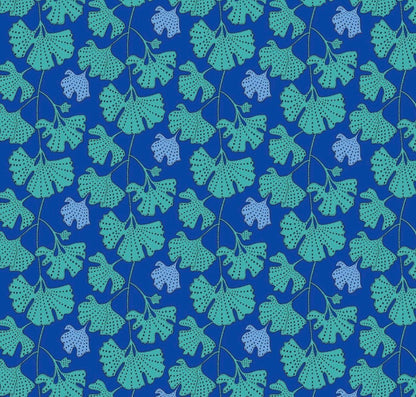 Sally Kelly | Sunshine Ginkgo 54978D-10 Cerulean | Sold by Half Yard