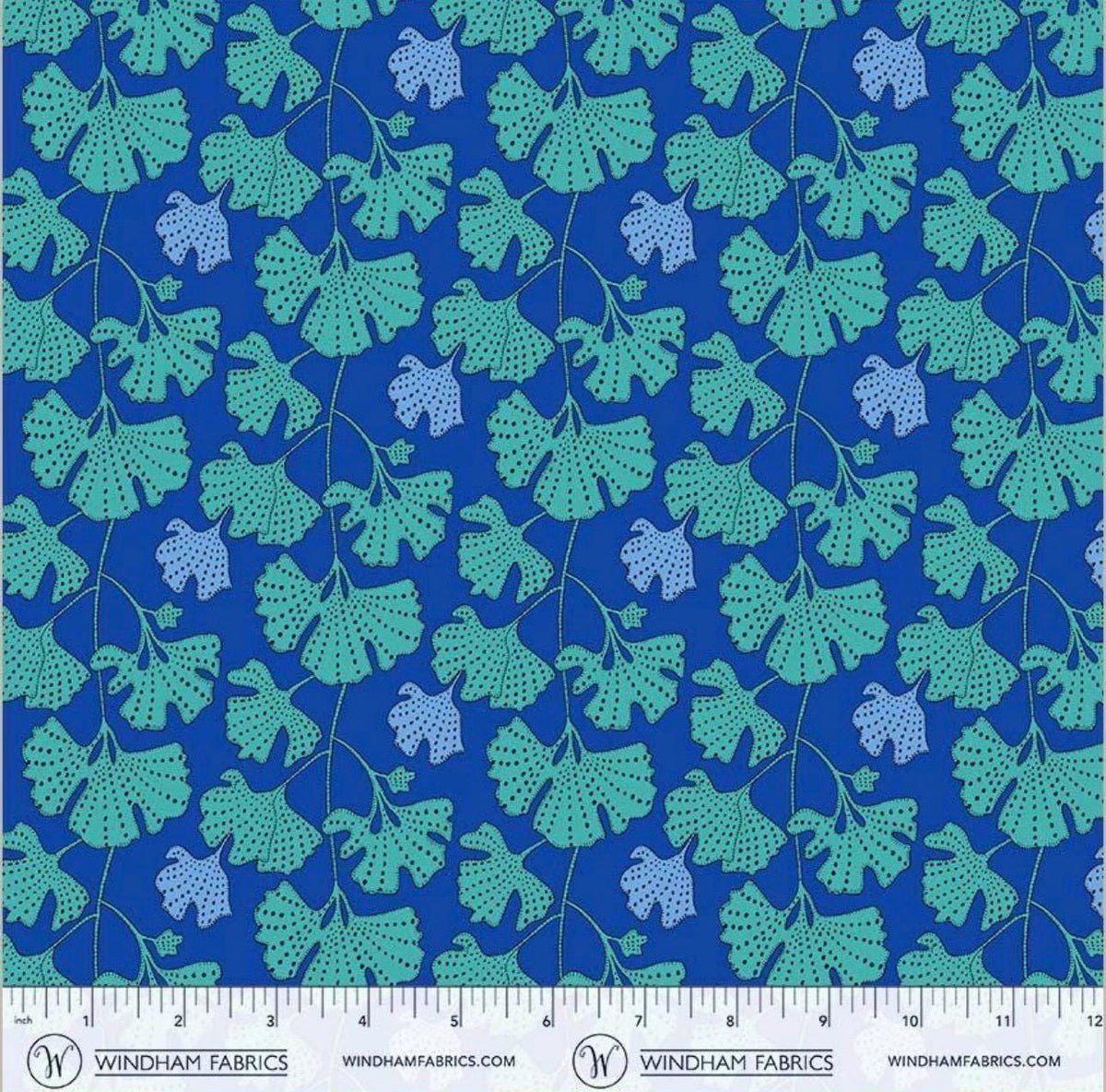 Sally Kelly | Sunshine Ginkgo 54978D-10 Cerulean | Sold by Half Yard