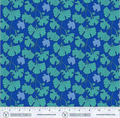 Sally Kelly | Sunshine Ginkgo 54978D-10 Cerulean | Sold by Half Yard