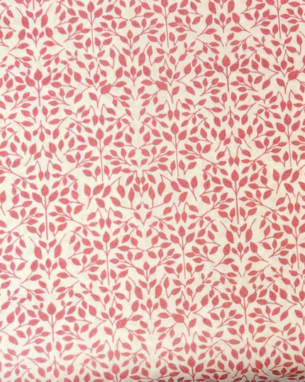 Red Magenta on Ecru Floral Cotton Fabric- “Ornate Foliage Berry”- Art Gallery Fabrics- AGF | Sold by the Half Yard