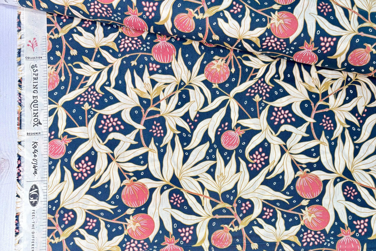 AGF Fabric | Dancing Pomegranates | AGF Spring Equinox | Sold by the Half Yard | Dragonfly