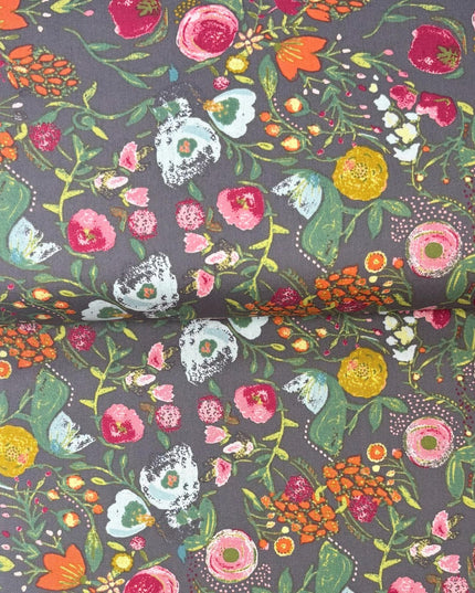 AGF Fabric | Floral Cotton Fabric, Budquette Nightfall, Art Gallery Fabrics, Emmy Grace, Bari J. - Sold by Half Yard