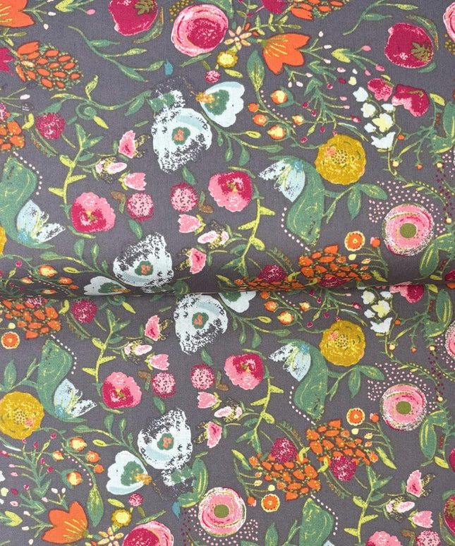 AGF Fabric | Floral Cotton Fabric, Budquette Nightfall, Art Gallery Fabrics, Emmy Grace, Bari J. - Sold by Half Yard
