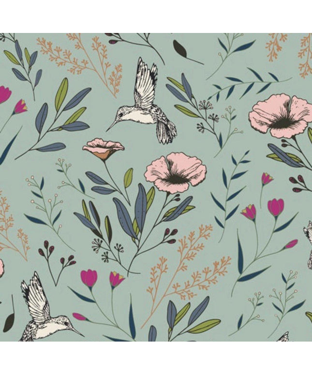 Magical Fauna Mirage Mint Mystical Land - Art Gallery Premium Cotton Fabric - Sold by the Half Yard