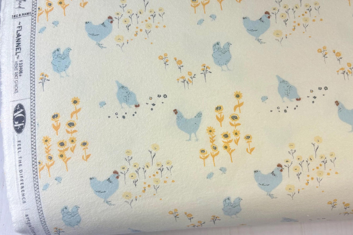 AGF | FLANNEL Hens and Chicks in Potager | Art Gallery Fabrics | Sold by the Half Yard