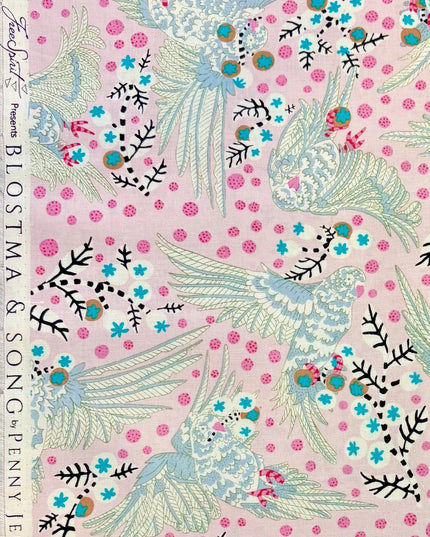 Penny Jeffries, Blostma & Song, Bird Candy - Rose PWPE002, Free Spirit Fabric, Cotton Fabric, Sold by the Half Yard