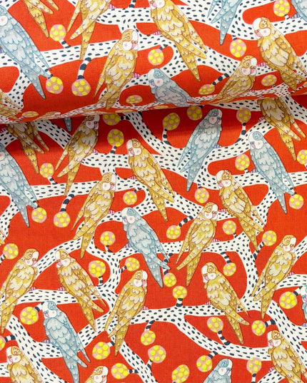Penny Jeffries, Blostma & Song, Budgie Melody, PWPE006, Free Spirit Fabric, Cotton, Sold by the Half Yard