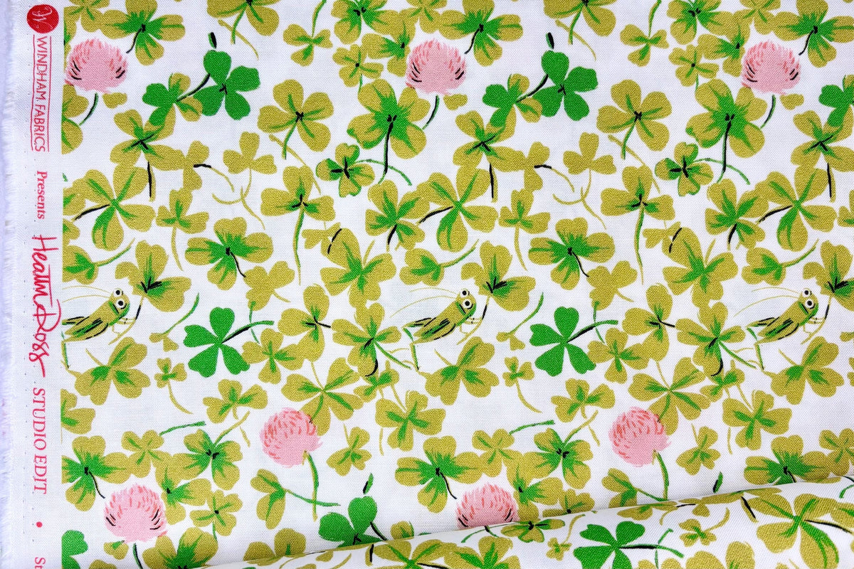 Heather Ross Studio Edit, Cricket Clover in Pink - Windham Fabrics - Sold by the Half Yard