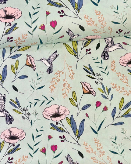 Magical Fauna Mirage Mint Mystical Land - Art Gallery Premium Cotton Fabric - Sold by the Half Yard