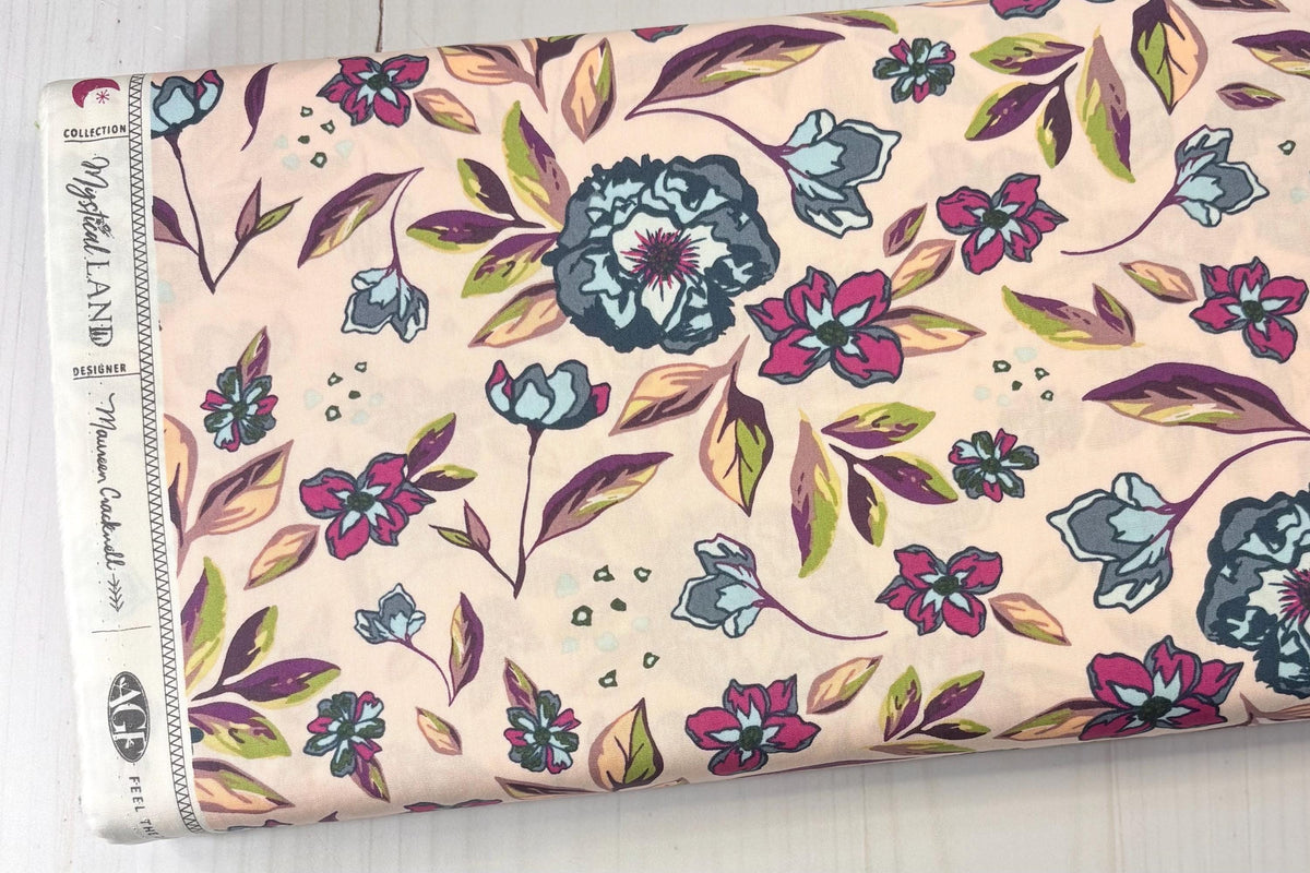 Mystical Floral Fabric, Flowers and Leaves from the Mystical Land collection, Art Gallery Fabrics, Sold by the Half Yard