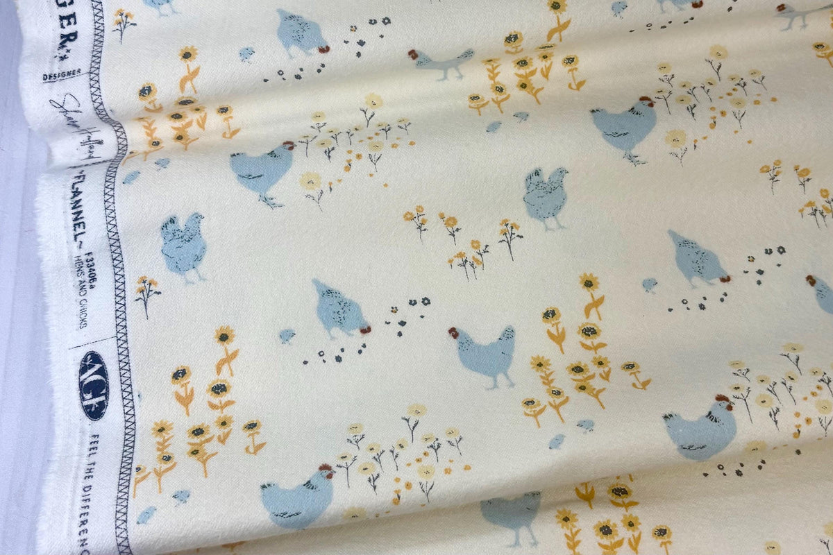AGF | FLANNEL Hens and Chicks in Potager | Art Gallery Fabrics | Sold by the Half Yard