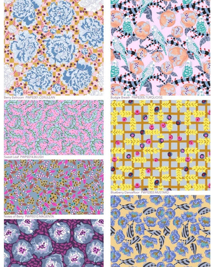 Penny Jeffries, Blostma & Song, Budgie Breath, PWPE005, Free Spirit Fabric, Cotton, Sold by the Half Yard