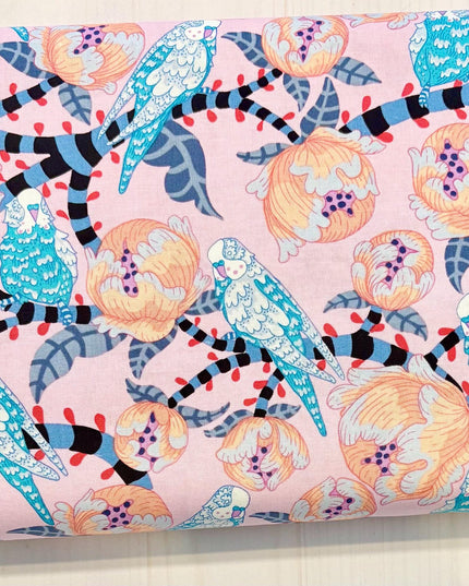 Penny Jeffries, Blostma & Song, Budgie Breath, PWPE005, Free Spirit Fabric, Cotton, Sold by the Half Yard