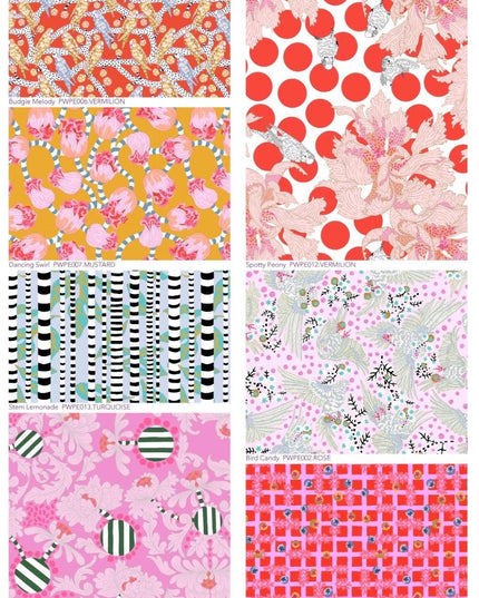 Penny Jeffries, Blostma & Song, Budgie Melody, PWPE006, Free Spirit Fabric, Cotton, Sold by the Half Yard