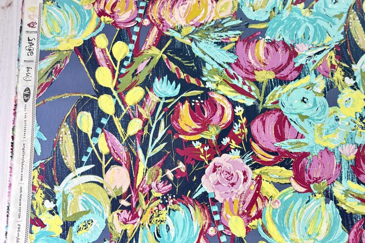 Painted Desert Night Bari J, Sage Collection Art Gallery Fabric, Sold by the Half Yard