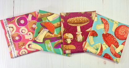 Martha Negley Forage, Button Mushroom - Pink, Free Spirit Fabric, Mushrooms, Cotton Fabric, Sold by the Half Yard
