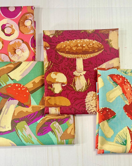 Martha Negley Forage, Toadstool, Free Spirit Fabric, Mushrooms, Cotton, Sold by the Half Yard