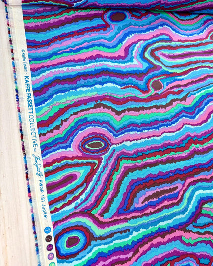 Kaffe Fassett Jupiter Blue Lines Free Spirit Fabric - Sold by Half Yard