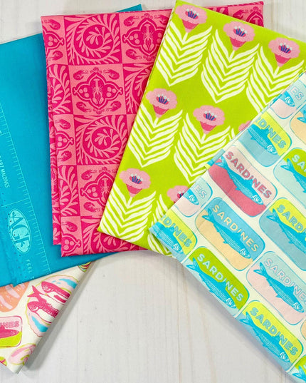 AGF Fat Quarter Set of 5 | Costeira Mar de Sardinhas | Sardines | Art Gallery Fabric | Costeria | Fat Quarter Bundle