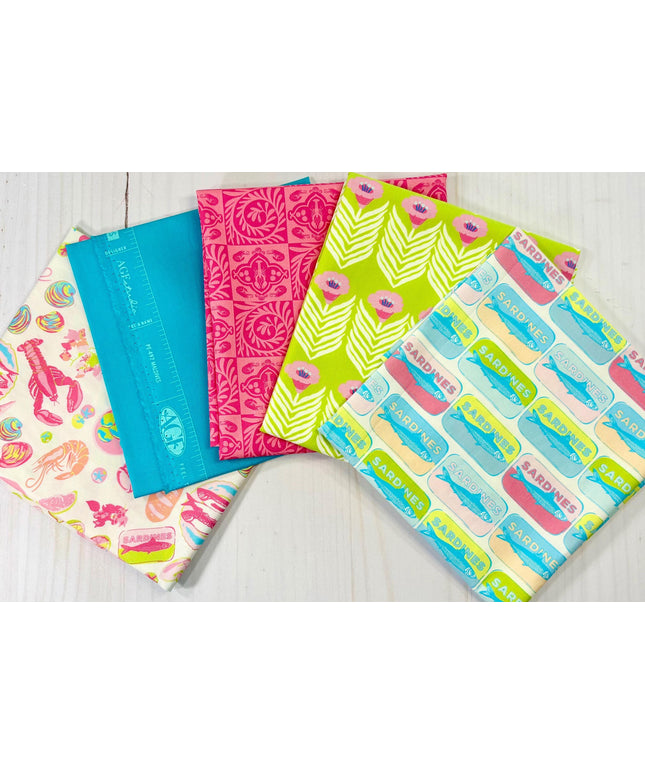 AGF Fat Quarter Set of 5 | Costeira Mar de Sardinhas | Sardines | Art Gallery Fabric | Costeria | Fat Quarter Bundle